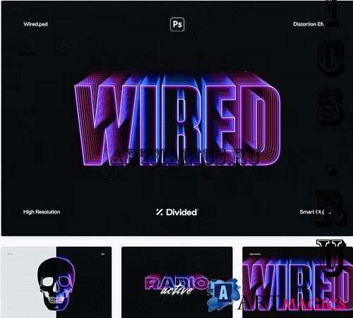 Wired Text Distortion Effect - 91878814