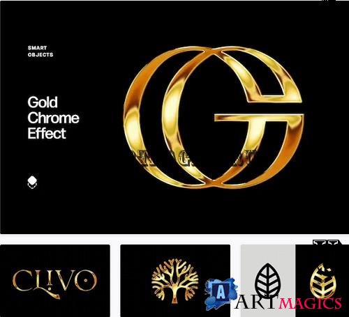 Gold Chrome Text & Logo Effect - 91895291