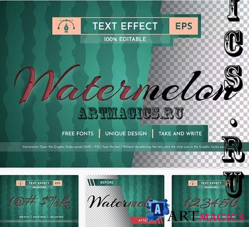 Watermelon - Editable Text Effect - 91583146