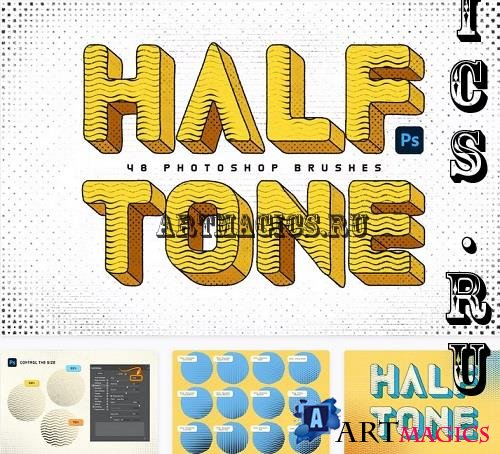 Halftone Photoshop Brushes - 91934927