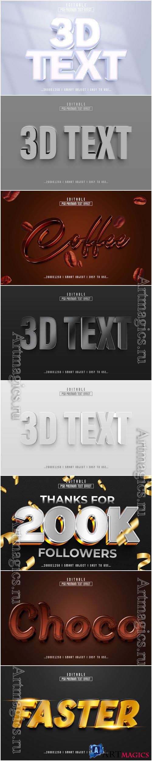 8 Psd style text effect editable set vol 49