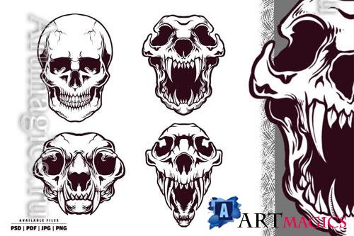 Skull Head Set Illustration