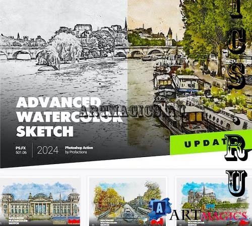 Advanced Watercolor Sketch Photoshop Action - RLTK7SY