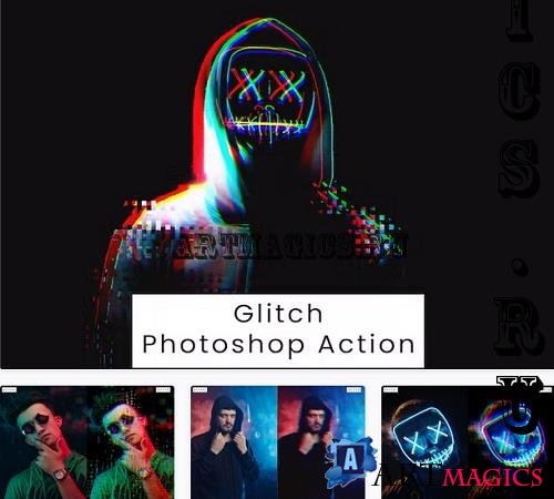 3 Glitch Photoshop Action - E5L6QZK