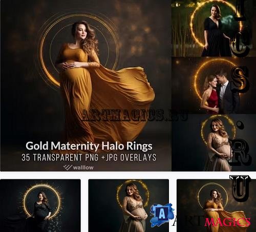 Golden halo shine ring maternity photo overlays - DJHKBXE