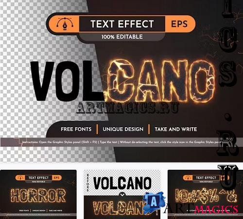 Volcano - Editable Text Effect - 91913556