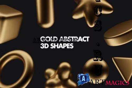 Abstract gold 3d shapes - MMR8FE2