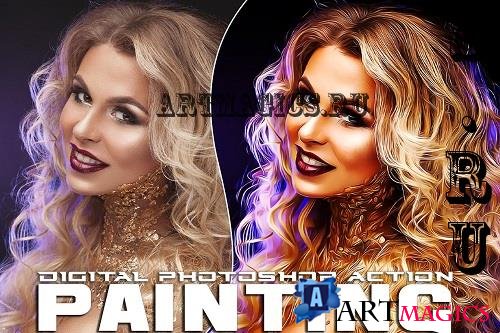 Paintign Cartoon Photoshop Action - 92025771