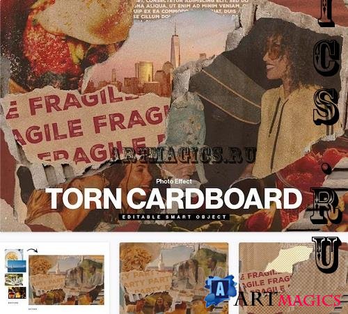 Torn Cardboard Photo Effect Template - 6WG3R8Y