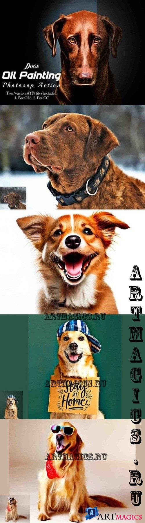 Dogs Oil Painting Photoshop Action - 92043134