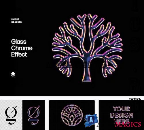 Glass Chrome Text & Logo Effect - 92031860