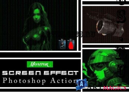 Monitor Screen Effect Ps Action - 92057498
