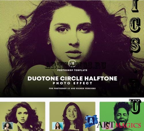 Duotone Circle Halftone Photo Effect - MYF4Z58