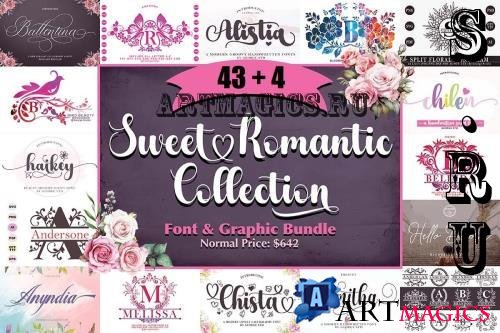 Sweet Romantic Collection Font & Graphic Bundle - 43 Premium Fonts, 4 Premium Graphics