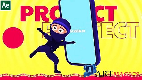 App Protect Ninja Mascot 2327559 - Project for After Effects 