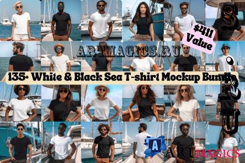 White and Black Sea Shirt Mockup Bundle