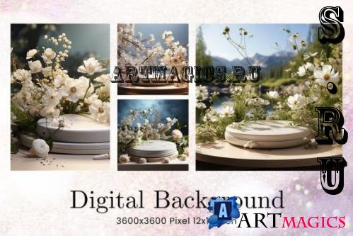 Floral Podium Display Mockup Overlays - 94090271