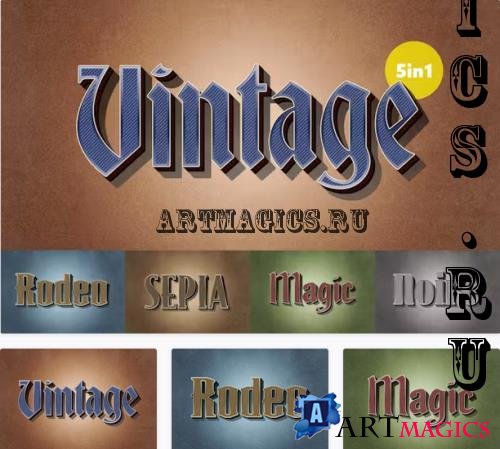 Vintage Ribbed Text Effect - 92532932