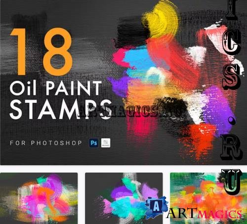 18 Oil Paint Stamps - A5TYGK6