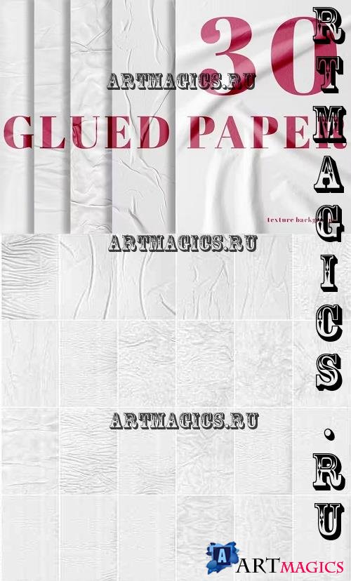30 Glued Crumpled Paper Texture Backgrounds - DQG9GVS