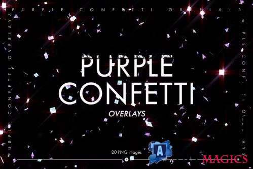 Shiny Purple Confetti Overlays - THEAXVJ