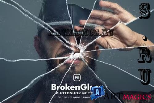 Broken Glass Photoshop Action - 180278556