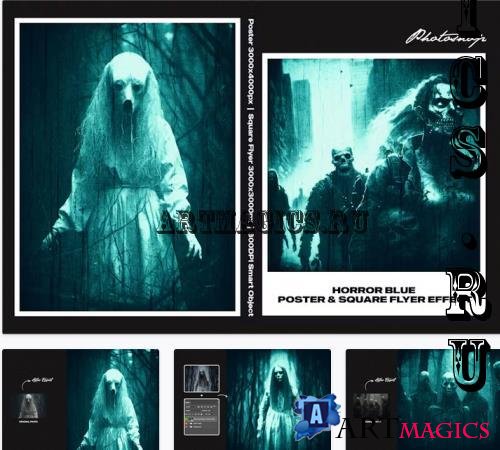 Horror Blue Square and Poster Effect - HP6G98D