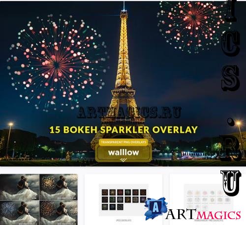 Bokeh fireworks transparent PNG photoshop overlays - PPA8XWE