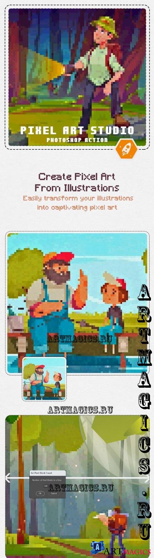 Pixel Art Studio - Pixel Art Effect Action - 49018643