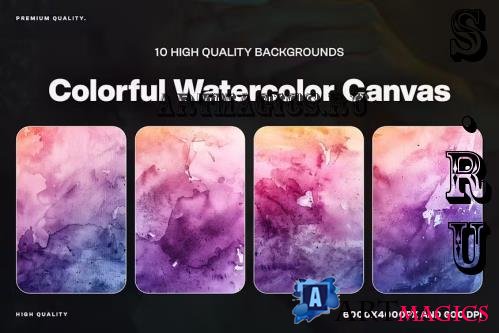10 Colorful Watercolor Canvas Background - 783YM9Q