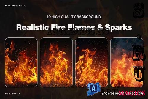 10 Realistic Fire Flames & Sparks Background - V5E8QEE
