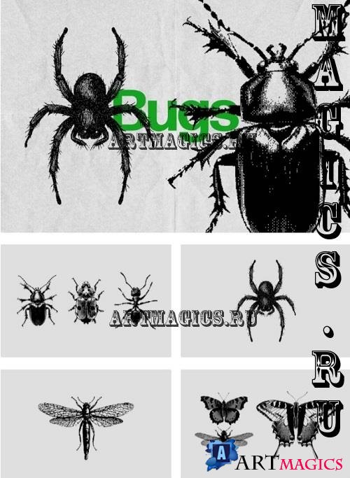 Bugs Dithering Bitmap Vector Shapes