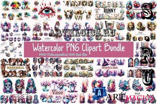 Beautiful Watercolor PNG Clipart Bundle - 21 Premium Graphics