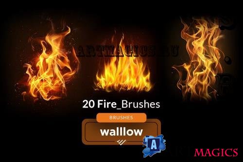 Realistic fire and flames : 20 photoshop brushes - RUFJKRP