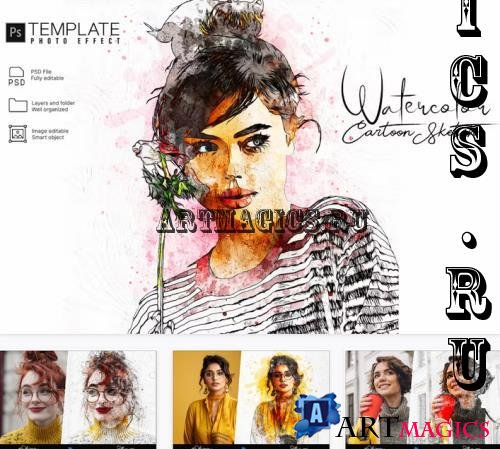 Watercolor Photo Effect Psd Template - X3QFTQ9