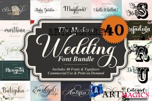 The Modern Wedding Font Bundle - 40 Premium Fonts