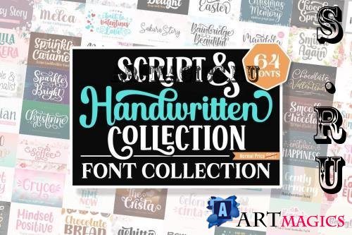 Script and Handwritten Font Bundle - 64 Premium Fonts