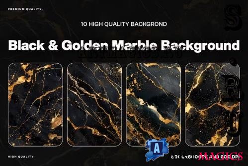 10 Black & Golden Marble Background Texture - PXRXBGB