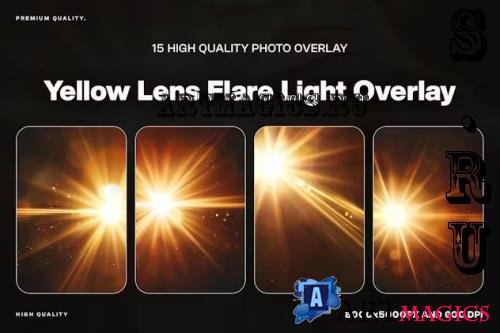 15 Yellow Lens Flare Light Overlay - 9ZZG236