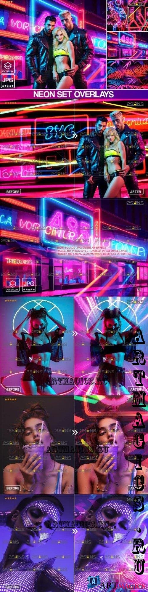 Neon Photoshop overlays backdrops Vol 07 - 280354672