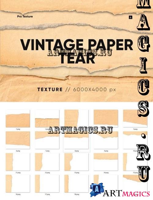 20 Vintage Paper Tear Texture HQ - 278431788