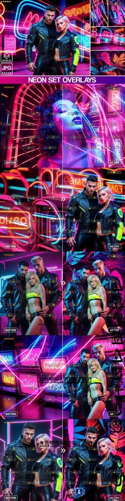 Neon photoshop overlays backdrops - 280354821