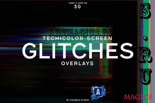 30 Technicolor Screen Glitches Overlays - MACBQY9