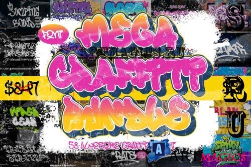 Graffiti Font Mega Bundle - 58 Premium Fonts