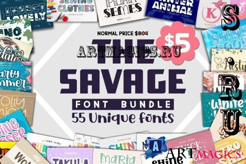 Savage Font Bundle - 55 Premium Fonts