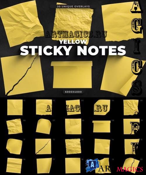 20 Yellow Sticky Notes Overlays - BUCYMTX