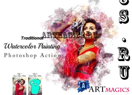 Traditional Watercolor Painting Photoshop Action - 92088956