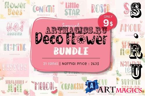 Special Deco Flower Font Bundle - 21 Premium Fonts