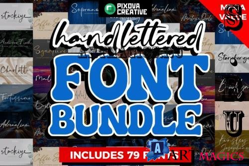 Mega Handlettered Font Bundle - 78 Premium Fonts, 1 Premium Graphics