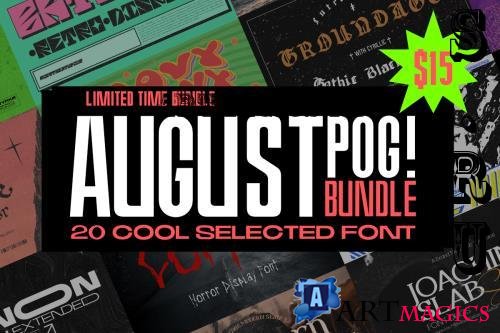 August Pog Font Bundle - 20 Premium Fonts